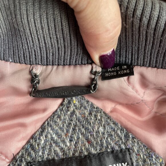 Vintage Members Only Tweed Jacket Mens 42 Large Gray Quilted Lining Retro 80s - Picture 7 of 13